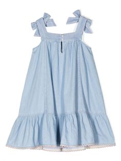 ZIMMERMANN Kids Halcyon Sleeveless Denim Dress - Farfetch Sleeveless Denim Dress, Dress With Jean Jacket, Spring 2025, Girls Casual Dresses, Dolce And Gabbana Kids, Dress Zara, Zara Dress, Stella Mccartney Kids, Skirted Swimwear