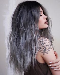 Dye Black Hair, Platinum Silver Hair Color, Silver Ash Hair, Dark Silver Hair, Silver Hair Shampoo, Silver Blue Hair, Black And Silver Hair, Ashy Hair