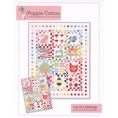 two quilts with different designs on them and the words poppie cotton written in white