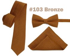 Explore our extensive selection of bronze-colored bow ties, featuring 8 exquisite shades of brown elegance. Our collection includes a variety of neckwear options, such as neckties, handkerchiefs, and braces. Discover the perfect accessory to elevate your style. Fashion forward and progressive style, ideal for weddings, proms, casual events.  Material - 100% Linen. Handmade. -------------------------------------------------- ------------------------------------------------- Bow tie sizes: Large a Summer Solid Suit And Tie Accessories, Elegant Brown Suit And Tie Accessories With Pocket Square, Dapper Brown Tie For Business, Dapper Suit And Tie Accessories For Summer Business, Elegant Brown Suit And Tie Accessories For Business, Luxury Brown Suit And Tie Accessories For Business, Dapper Summer Formal Suit And Tie Accessories, Brown Suit And Tie Accessories With Pocket Square, Elegant Adjustable Suit And Tie Accessories For Gifts