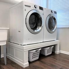 a washer and dryer stacked on top of each other