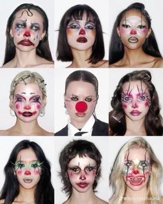 Cool Makeup Costumes, Period Clown Makeup, Old School Clown Makeup, Minimalist Clown Makeup, Split Face Makeup, Impressed Reaction Pic, Cool Clown Makeup, Halloween Clown Costumes, Horror Makeup Ideas