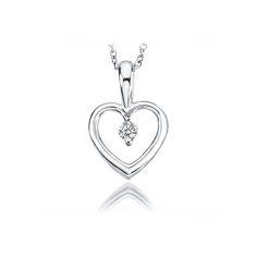 This platinum heart pendant is set with a G-H color, SI1 clarity round diamond that weighs 0.07ct. Includes 18” platinum cable chain. Heart-shaped White Gold Solitaire Necklace With Vvs Clarity, White Gold Heart Solitaire Necklace With Vvs Clarity, White Gold Round Pendant Heart Necklace, Sterling Silver Heart Pendant With Single Diamond, Sterling Silver Diamond Necklace With Heart Pendant, Valentine's Day White Gold Single Diamond Necklace, Classic White Gold Heart Necklace With Single Diamond, White Gold Diamond Heart Pendant Solitaire Necklace, Classic White Gold Diamond Heart Necklace