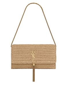 Saint Laurent Kate 99 Tassel Shoulder Bag in Raffia Designer Bags With Tassels, Luxury Fringe Shoulder Bag, Designer Bag, Ysl Bag, Tassels, Bags Designer, Saint Laurent, Buy Online, Shoulder Bag