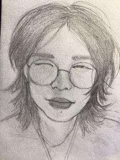 a pencil drawing of a person with glasses