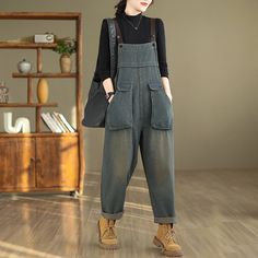 Lasaky - Artistic Retro Loose Fit Fashionable Casual Wide Leg Denim Overalls Overalls Boys, Comfortable Tops, Denim Cotton, Denim Overalls, Jeans Jumpsuit, Boys Casual, Denim Jumpsuit, Wide Leg Denim, Casual Denim