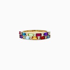 Effy Mosaic 14K Yellow Gold Multi Gemstone and Diamond Ring, 1.40 TCW Multicolor 14k Gold Gemstones, Rainbow Multi-stone Rings In 14k Gold, 14k Gold Rainbow Multi-stone Rings, Multicolor Gemstone Birthstone Ring In 14k Gold, 14k Gold Rainbow Rings With Multi-stone, Multicolor 14k Gold Gemstone Birthstone Ring, Multicolor 14k Gold Birthstone Ring With Accent Stones, 14k Gold Multicolor Birthstone Ring With Accent Stones, 14k Yellow Gold Rings With Stones