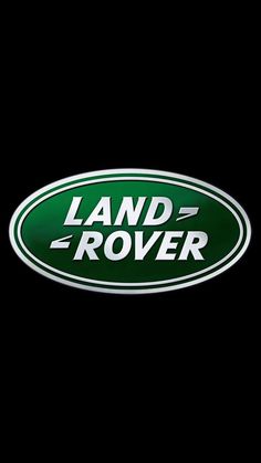 the land rover logo is green and white on a black background, it appears to be an oval sticker