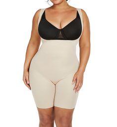 The name says it all for this mid-thigh body shaper- the shaping fabric tones and defines, but is still comfortable enough for all day wear. Open torsette front allows you to choose whichever bra you prefer to wear. Lightly padded support panels along sides of bust provide extra comfort and support if you're wearing a wire-free bra. Elastic binding around torsette opening ensures fit remains close. Tactel single-ply body provides excellent all-over shaping without feeling too confining. Low prof Thigh Slimmer, Slim Bodysuit, Open Bust, Eileen West, Natural Contour, Warm Beige, Where To Shop, Shopping Tips, Body Shapers