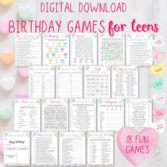 16 Birthday Party Games, Sweet 16 Candy, Sleepover Birthday, Girl Sleepover, Alphabet Games, Sweet 16 Birthday Party, Candy Hearts, 16th Birthday Party, Let The Fun Begin