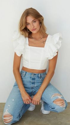 Details: Crop top; Square neckline; Ruffled sleeves design; Free Shipping! Size Chart: Size S M L XL Bust 84cm/33'' Adjustable 88cm/34.6''Adjustable 92cm/37''Adjustable 84cm/33'Strechable Length 38cm/15'' 39cm/15.4'' 40cm/16'' 28cm/11'' Square Neck Ruffled Stretch Top, Stretch Square Neck Top With Ruffles, Feminine Ruffled Crop Top With Ruffled Straps, Feminine Ruffled Straps Crop Top, Spring Ruffled Square Neck Crop Top, Fitted Square Neck Crop Top With Ruffles, Summer Puff Sleeve Top With Ruffles And Square Neck, Fitted Ruffle Square Neck Crop Top, Casual Puff Sleeve Top With Ruffles And Square Neck