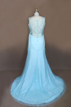 Aqua Mermaid Wedding Dress with Illusion Back (#JUDY) - Dream Dresses by P.M.N
 - 5 Gown Fitted, Fabric Petals, Mermaid Wedding Gown, Limpet Shell, Beaded Fabric, Wedding Gowns Mermaid, Dream Dresses, Lace Mermaid, Mermaid Gown