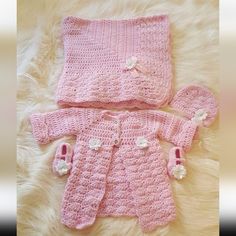 Handmade Blanket Sweater Hat And Shoes. 3 To 6 Months. Perfect Gift For A Baby Shower. Crochet Baby Booties One Piece & Sets, Blanket Sweater, Sweater Hat, Crochet Set, 6 Months, Handmade Blanket, Matching Sets, Kids Shop, Perfect Gift