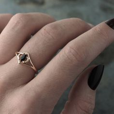 Plain Ring, Hand Rings, Solid Gold Band, Gold And Silver Rings, Black Spinel, Women Ring, Jewelry Inspo