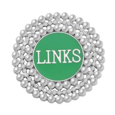 the links logo is surrounded by pearls