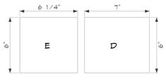 the diagram shows how to draw an e and f in two different sections, each with their own letter