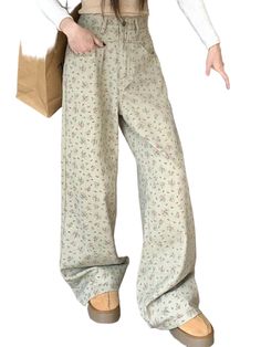 Casual style. European design. Loose fit. Wide leg pants. Buttons details side closure, and back. Zipper closure. Pockets on front and back. Wide fit. 100% cotton. Color may be lighter or darker depending of the device it is displayed. Cotton Straight Leg Bottoms With Floral Print, Straight Leg Cotton Bottoms With Floral Print, High-waisted Floral Print Cotton Pants, Floral Print High-waisted Cotton Pants, Trendy Floral Print Wide-leg Pants, Casual Floral Print Straight Pants, Trendy Wide-leg Floral Print Pants, Relaxed Fit Floral Print Pants For Fall, Casual Straight Leg Pants With Floral Print