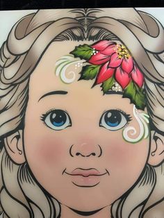 Simple Christmas Face Painting For Kids, Xmas Face Painting Kids, Christmas Face Painting Step By Step, Christmas Light Face Paint, Christmas Face Painting Stencils, Face Painting Tutorials