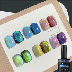 kkbbma Up To 50% Off Nail Polish - Colorful Crystal Cat's Eye Flickering Dark Female Celestial Nail Polish, 8ml Colorful Crystal Cat's Eye Flickering Dark Female Celestial Nail Polish, 8ml Features: Your ultimate cat's eye nail polish: including 7.5ml super bright nail polish. The ultimate black color makes you more and radiant. Different styles: no longer traditional nails! This nail polish containing cat's eye glitter glue can be mixed with polishing gel of other colors. You can apply it to di Female Celestial, Traditional Nails, Iridescent Nail Polish, Bright Nail Polish, Mail Designs, Eye Glitter, Cat Eye Nails Polish, Painted Wallpaper, Gel Acrylic Nails