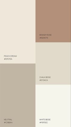 the different shades of beige and brown are shown in this color swat list for interior paint