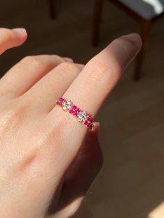 Ruby Floral Ring Red Flower Shaped Ruby Ring For Formal Occasions, Red Flower Ruby Ring For Formal Occasions, Red Flower Ruby Ring For Formal Events, Formal Red Flower Ruby Ring, Ruby Wedding Band, Spinel Jewelry, Blood Ruby, Ruby Bands, Ruby Wedding