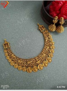 Temple Jewelry Necklace, Gold Temple Jewellery, Handmade Gold Jewellery, Gold Bridal Jewellery Sets