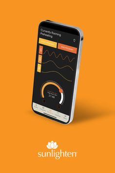 the sunlighten app is displayed on an orange background