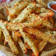 BAKED GARLIC PARMESAN FRIES Garlic French Fries, Parmesan French Fries, Seasoned Potato Wedges, Garlic Parmesan Fries, Fresh Cut Fries, Burger Side Dishes, Parmesan Fries, Garlic Parmesan Potatoes