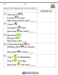 the worksheet for addition problems to help students learn how to work on numbers