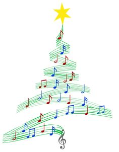 a christmas tree made out of musical notes stock photo - image 349784