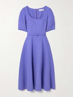 Shop OSCAR DE LA RENTA Belted wool-blend midi dress, Explore the latest OSCAR DE LA RENTA women's collection today on NET A PORTER Dresses Png, Dresses Sleeves, Woman To Woman, Grace Rose, Fancy Lady, Oscar Dresses, Purple Midi Dress, Floral Dresses Short, Vibrant Purple