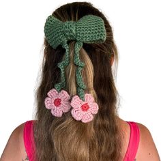 Ready to crochet the hair bow of your cottage core dreams? This detailed, step-by-step guide will show you how to craft a stunning hair accessory that perfectly complements any floral or cottage-inspired outfit. Please note, this listing is for the digital pattern only, not the finished product. Download now and start crocheting your beautiful cherry blossom hair bow today! Pattern is available as a PDF. Hair Flower Accessories, Crochet Cherry Blossom, Hair Bow Pattern, Crochet Hair Bow, Cherry Blossom Hair, Crochet Cherry, Crochet Hair Bows, Start Crocheting, Crochet Purse Pattern Free