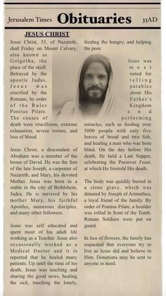 an old newspaper article with a photo of jesus