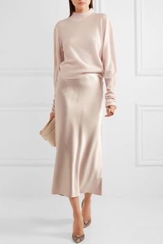 Winter Chic, Calvin Klein Collection, Satin Midi Skirt, Silk Skirt, Looks Style