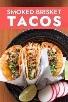 Delicious smoked brisket tacos filled with tender barbecue beef and served in freshly grilled tortillas. Perfect for any BBQ party or feast. Smoked Brisket Tacos Recipe, Smoked Brisket Tacos, Grilled Tortillas, Best Brisket Recipe, Brisket Tacos, Homemade Jerky, Braised Brisket