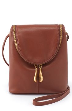 Hobo Fern Saddle Bag - Brown Modern Saddle Bag With Zipper For Travel, Versatile Crossbody Phone Bag With Zipper Pocket, Modern Crossbody Saddle Bag With Cell Phone Pocket, Trendy Saddle Bag With Zipper For Everyday, Zipper Closure Crossbody Saddle Bag, Trendy Saddle Bag With Zipper Closure For Everyday Use, Crossbody Saddle Bag With Zipper For Daily Use, Daily Use Crossbody Saddle Bag With Zipper, Trendy Saddle Bag With Zipper For Travel