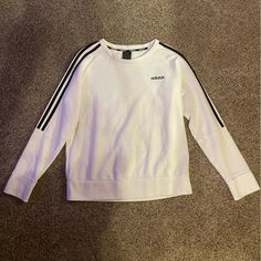 Womens Adidas Sweatshirt/ Brand New But Doesn’t Have Tags Fall Crew Neck Top With Three Stripes, Long Sleeve Tops With Three Stripes For Fall, Casual Three Stripes Tops For Fall, Adidas White Sweatshirt With Three Stripes, White Adidas Sweatshirt With Three Stripes, Adidas Long Sleeve Tops With Three Stripes, Winter Crew Neck Tops With Three Stripes, White Top With Three Stripes For Fall, Adidas Crew Neck Tops For Fall