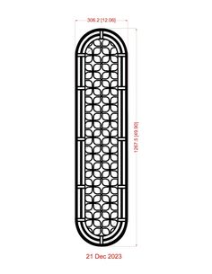 a drawing of a decorative iron screen with an intricate design on the front and back