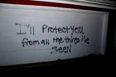 graffiti on the side of a garage door that says, i'll prove you from all the things we seen