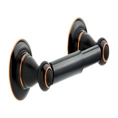 two black and orange toilet paper holders on a white background