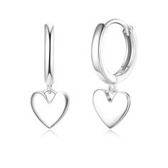 PRICES MAY VARY. ❤️LOVE HEART EARRING❤️Sterling Silver Small Hoop Earrings With Sweety Love Heart Charm Dangle Drop, Stylish And Classic Will Never Go Out Of Fashion. Suit You For Any Occasions And Outfits 💕HIGH-QUALITY MATERIAL💕Made Of 925 Sterling Silver With S925 Stamped, Nickel/ Lead Free, Hypoallergenic Heart Dangle Drop Hoop Earrings 📏PERFECT SIZE📏Post Size--20G(0.8mm), Inner Hoop Diameter--0.4in(10mm), Heart Pendant--0.3in(8mm). Dainty Small Huggie Hoop Earrings For Women 💝PERFECT GI Huggie Hoop Earrings Silver, Small Hoop Earrings Silver, Dainty Silver Earrings, Small Gifts For Women, Black Heart Earrings, Outfit Collages, Small Silver Hoop Earrings, Earrings White Gold, Heart Earring