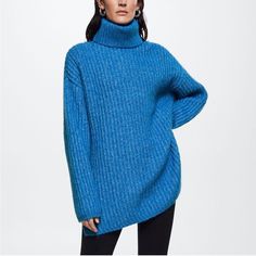 Never Worn Mango Sweater. Sweaters 2022, Sweaters For Fall, Mango Sweater, Chunky Sweaters, Cool Girl Style, Oversized Turtleneck Sweater, Rib Knit Cardigan, Oversized Turtleneck, Ribbed Turtleneck Sweater