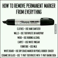 a pen with the words how to remove permanent marker from everything on it's side