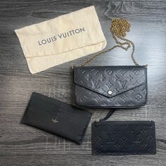 Authentic Louis Vuitton Flicie Pochette Black The Flicie Pochette Is Crafted From Monogram Empreinte Leather, Embossed With Louis Vuitton's Signature Monogram Pattern. Designed To Adapt To Modern Lifestyles, This Envelope-Style Pouch Contains A Spacious Compartment With Two Removable Pockets: One Zipped, One With Card Slots. It Can Also Be Carried In Different Ways Thanks To A Removable Chain. 8.3 X 4.7 X 1.2 Inches (Length X Height X Width) Black Monogram Empreinte Embossed Supple Grained Cowhi Louis Vuitton Envelope Clutch, Louis Vuitton Multi Pochette Black, Louis Vuitton Felicie Pochette, Louis Vuitton Multi Pochette Accessoires Black, Louis Vuitton Multi Pochette Accessoires Empreinte, Louis Vuitton Wallet Zippy, Monogram Pattern, Modern Lifestyle, Authentic Louis Vuitton