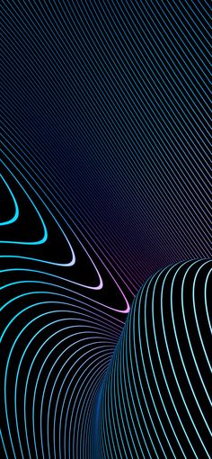 an abstract background with lines and curves in blue, pink, and purple colors on a black background