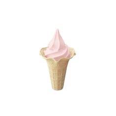 an ice cream cone with pink icing in it