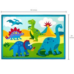 an image of children's rug with dinosaurs