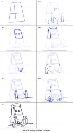 how to draw a cartoon car from the movie cars and trucks step by step instructions