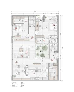 the floor plan for an apartment with two separate rooms and one living room on each side