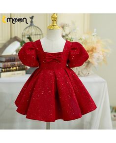 Get 10% off now! Buy burgundy bling ruffled girls party dress with sleeves at cheap price online. Free stable shipping and pro custom service since 2009. Princess Dress Red, Kids Bridesmaid Dress, Christmas Dress Baby, Valentine Dress, Christening Dress, Princess Ball Gowns, Girls Christmas Dresses, Prom Designs